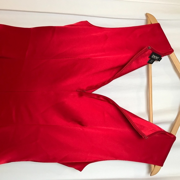 SOLD - DKNY - Ruched Satin A-Line Midi Dress - Picture 12 of 14